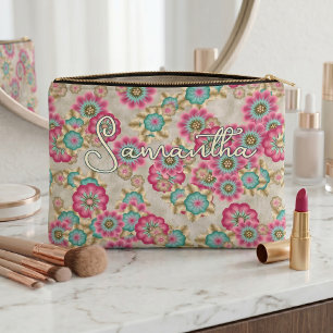 Retro-elegante Kirschblüten-Toilettentasche Zubehörtasche