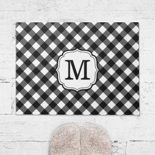 Retro-elegante personalisierte Gingham-Türmatte Fußmatte