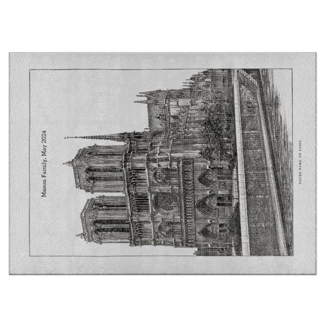 Retro elegante schwarz-weiß Notre Dame de Paris Schneidebrett (Vorderseite)