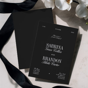 Retro-elegante schwarze und weiße Hochzeit Einladung