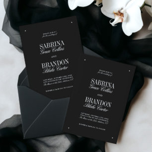 Retro-elegante schwarze und weiße Hochzeit Einladung