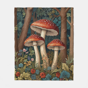 Retro-eleganter Pilzwald Fleecedecke