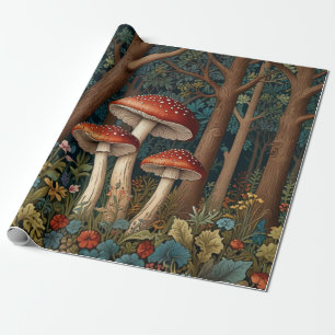 Retro-eleganter Pilzwald Geschenkpapier