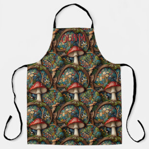 Retro-elegantes bohemianisches Waldpilzmuster Schürze