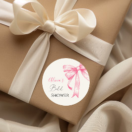 Retro Elegantes Coquette Pink Bow Brautparty Runder Aufkleber