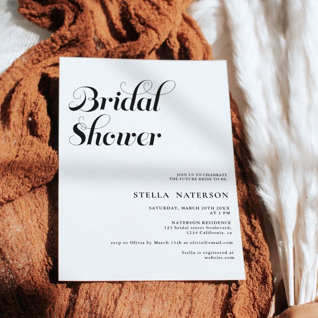 Retro-elegantes, einfaches Schwarz-weißes Brautpar Einladung (Von Creator hochgeladen)