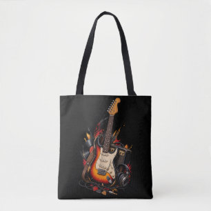 Retro-Elektrogitarre & Amp Rockmusik Schwarze Tasc