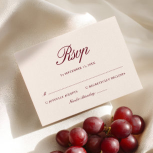 Retro Elfenbein-Beige und Burgunderrote elegante H RSVP Karte