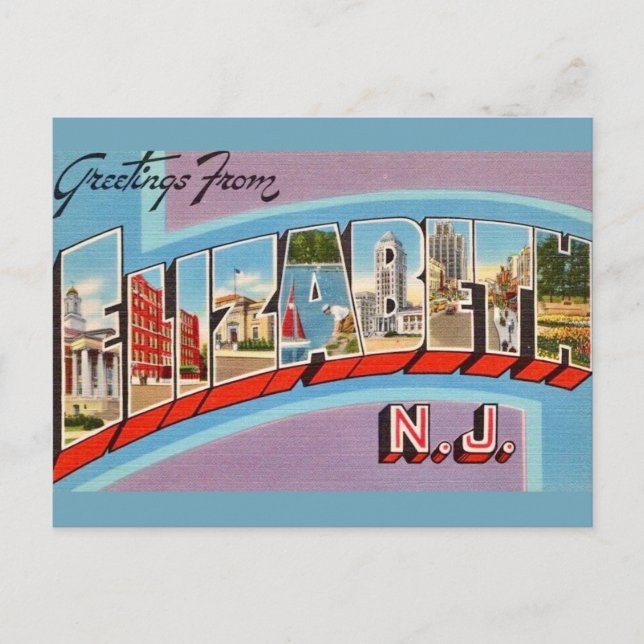 Retro Elizabeth NJ Postcard Postkarte (Vorderseite)
