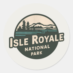 Retro-Emblem des Isle Royale Nationalparks Runder Aufkleber