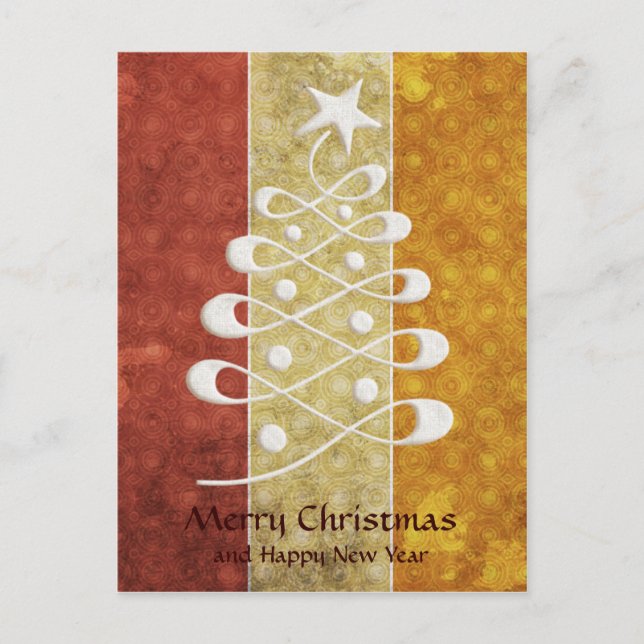 Retro Embossed Christmas Tree Postcard Feiertagspostkarte (Vorderseite)
