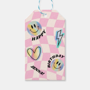 Retro Emoji lächeln Geburtstag für Mädchen Geschenkanhänger
