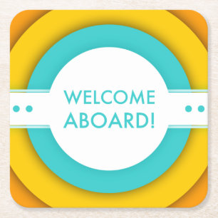 Retro-Empfang an Bord Rechteckiger Pappuntersetzer