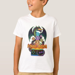 Retro Endgegner-Drache & Würfel Gamer TTRPG Pixe T-Shirt