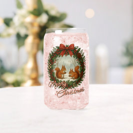 Retro English Holiday Kranz mit Niedlichen Eichhör Dosenglas