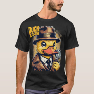 Retro-Ente-Detektiv auf gelb verschweißten Linien T-Shirt
