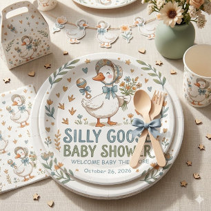 Retro-Enten- & Gänseküken-Baby-Party  Pappteller