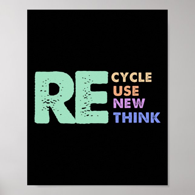 Retro Entfernen Gerecycelt Meme Wiederverwenden Ne Poster (Vorne)