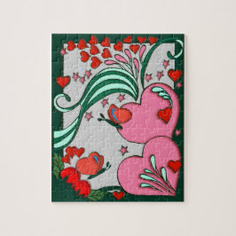 Retro Entwurf 60er der Herzen Puzzle