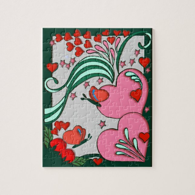 Retro Entwurf 60er der Herzen Puzzle (Vertikal)