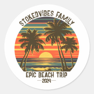 Retro Epic Family Beach Tour Personalisierter Urla Runder Aufkleber