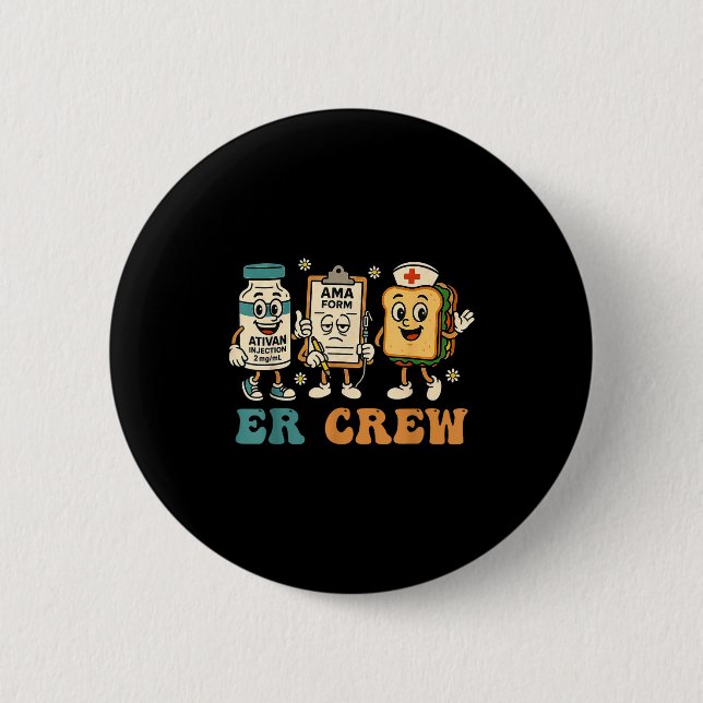 Retro Er Crew Emergency Room Funny Er Ed Nurse Tec Button (Vorderseite)