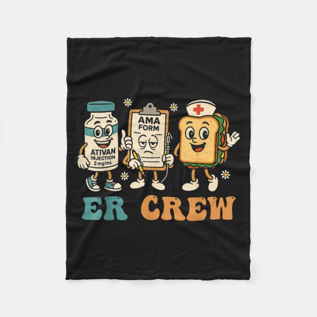 Retro Er Crew Emergency Room Funny Er Ed Nurse Tec Fleecedecke (Vorderseite)