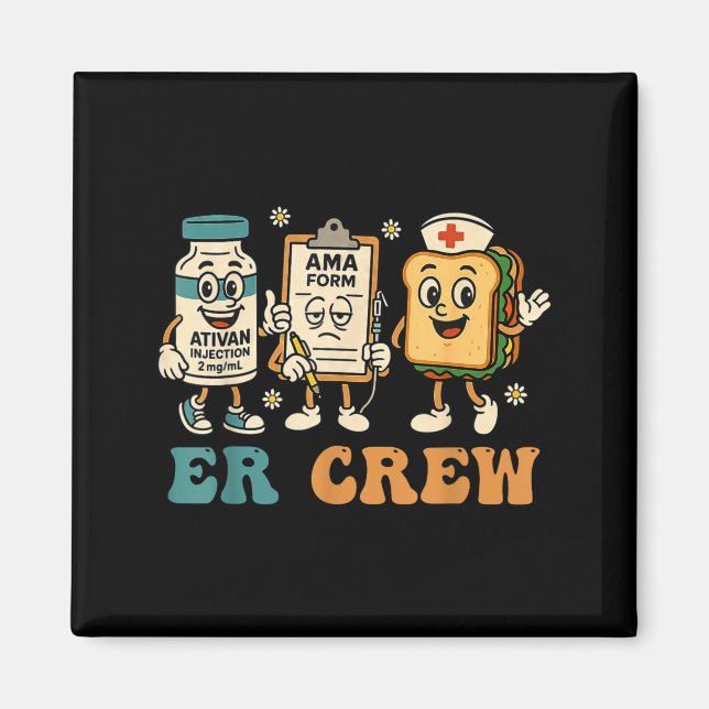 Retro Er Crew Emergency Room Funny Er Ed Nurse Tec Magnet (Vorne)