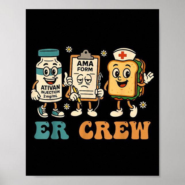Retro Er Crew Emergency Room Funny Er Ed Nurse Tec Poster (Vorne)