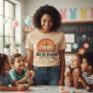 Retro Er ist auferstanden Ostern 2026 Christliches T-Shirt