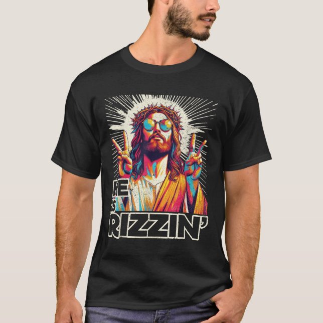 Retro Er ist Rizzin lustig Jesus hat Rizzen Ostero T-Shirt (Vorderseite)