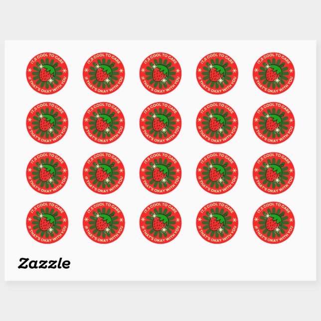Retro-Erdbeer-Aufkleber & -Sticker  Runder Aufkleber (Blatt)
