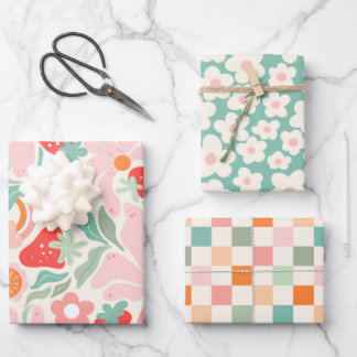 Retro-Erdbeere Geschenkpapier Set