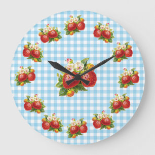 Retro Erdbeeren Große Wanduhr