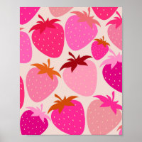 Retro Erdbeeren Rosa und Creme
