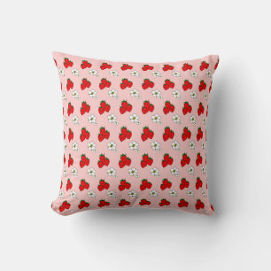 Retro-Erdbeeren und Blumen Wurfkissen Kissen