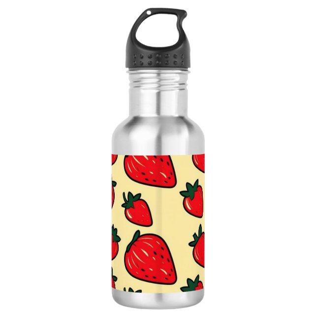 Retro Erdbeerflasche - niedliches Erdbeermuster Edelstahlflasche (Vorderseite)