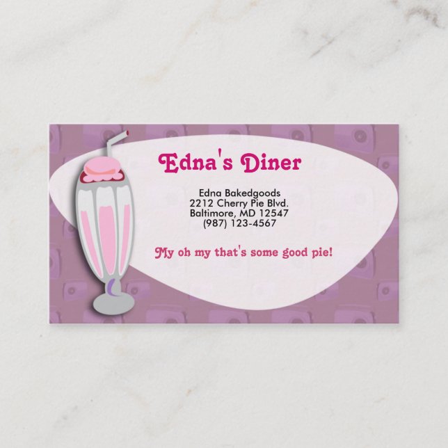 Retro Erdbeermilchshake Visitenkarte (Vorderseite)
