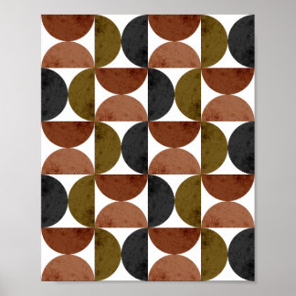 Retro-Erdfarbton-Geometrie-Halbmond Poster