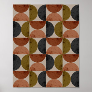 Retro-Erdfarbton-Geometrie-Halbmond Poster