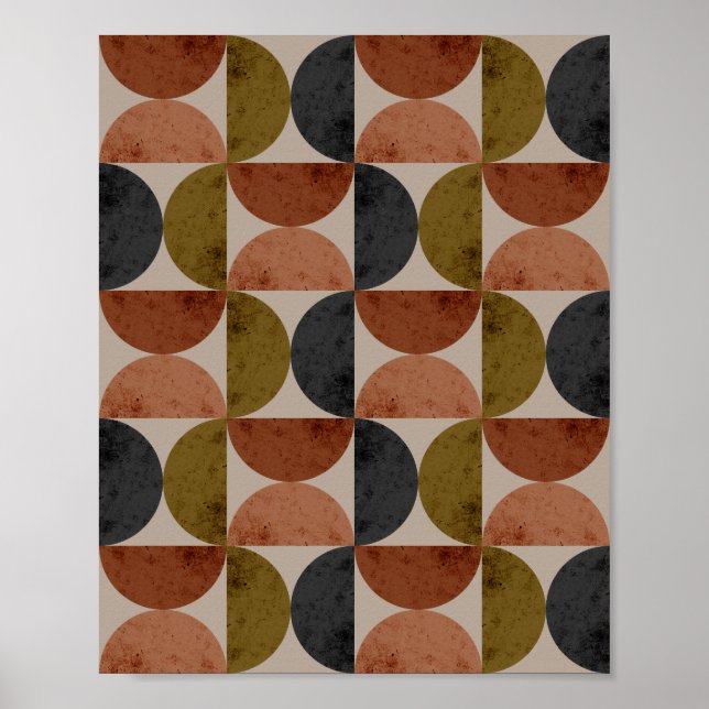Retro-Erdfarbton-Geometrie-Halbmond Poster (Vorne)