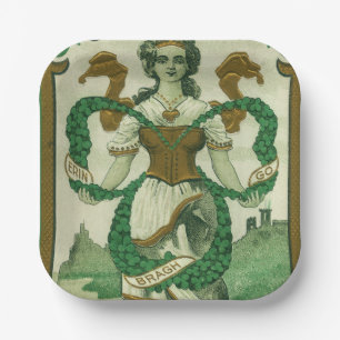 Retro - Erin Go Braugh. St. Patricks Day Grüße Pappteller