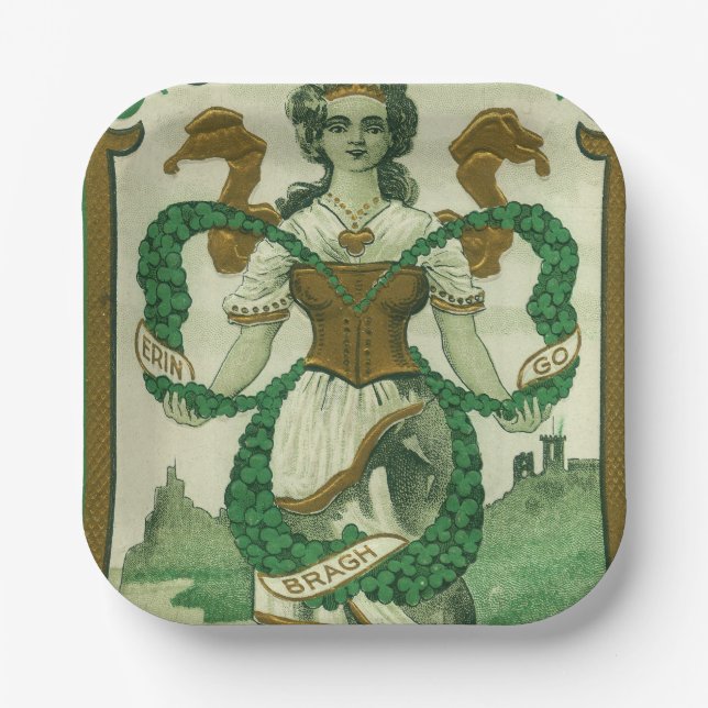 Retro - Erin Go Braugh. St. Patricks Day Grüße Pappteller (Vorderseite)