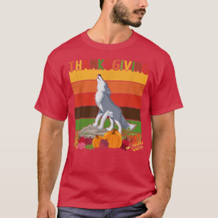 Retro Erntedank Decor Wolf Liebhaber Erntedank T-Shirt