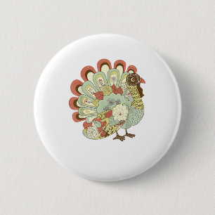 Retro Erntedank Türkei - Vintage Blume Button