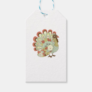 Retro Erntedank Türkei - Vintage Blume Geschenkanhänger