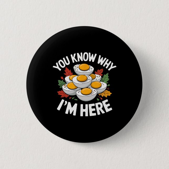 Retro Erntedankfestessen Du weißt, warum ich hier  Button (Vorderseite)