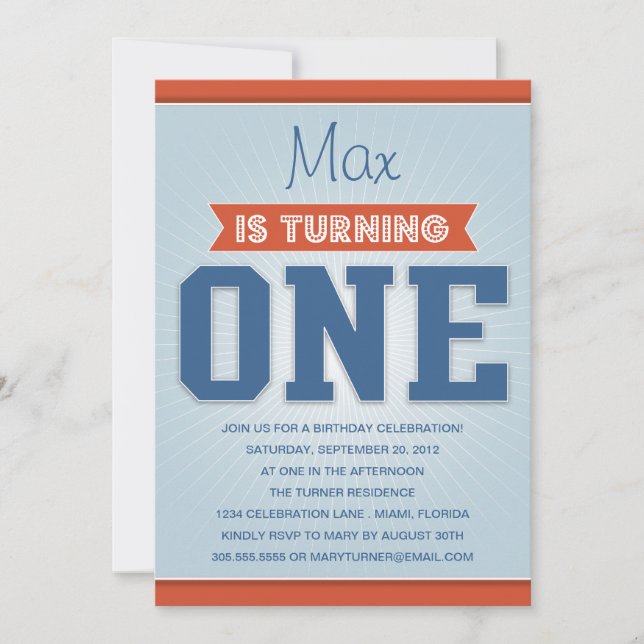 RETRO ERSTE GEBURTSTAGS-EINLADUNG DES EINLADUNG (Vorderseite)