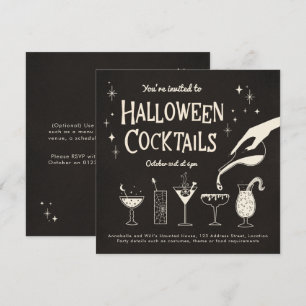 Retro-Erwachsene Halloween-Getränke und Cocktails Einladung