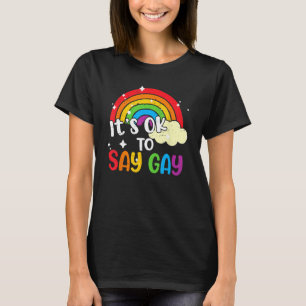 Retro Es Ist Ok Zu Sagen Gay Regenbogen LGBT Lesbi T-Shirt